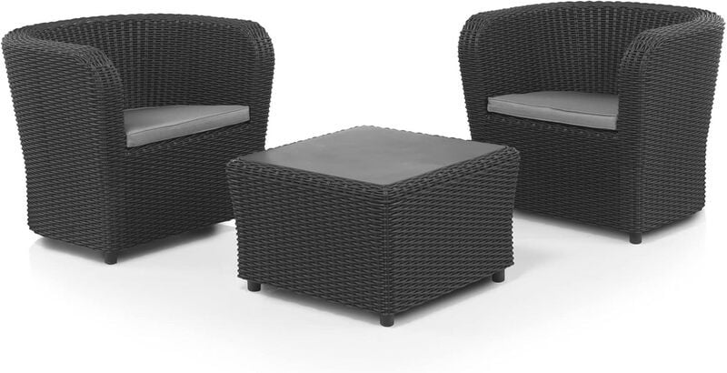 Shaf Nova Tete-a-tete set grafiet – Moderne twee-zits lounge set voor buiten van gerecycled kunststof