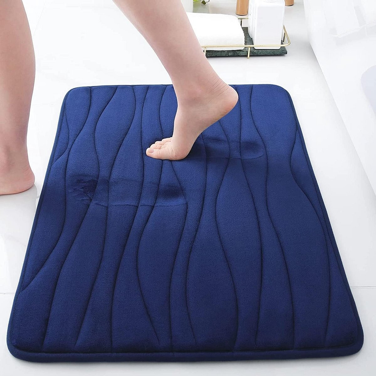 Homaxy Traagschuim Badkamertapijt - Zachte Badmat met Antislip en Absorberend Vermogen - Marineblauw - 60 x 120 cm
