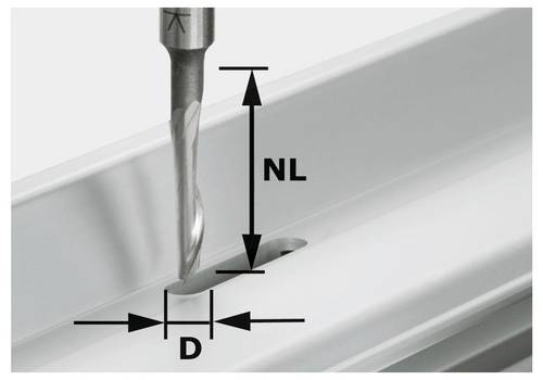 Festool 491036 Aluminiumfräser Länge 65mm Produktabmessung, Ø 5mm Arbeits-Länge 23mm Schaftdurchmesser 8mm
