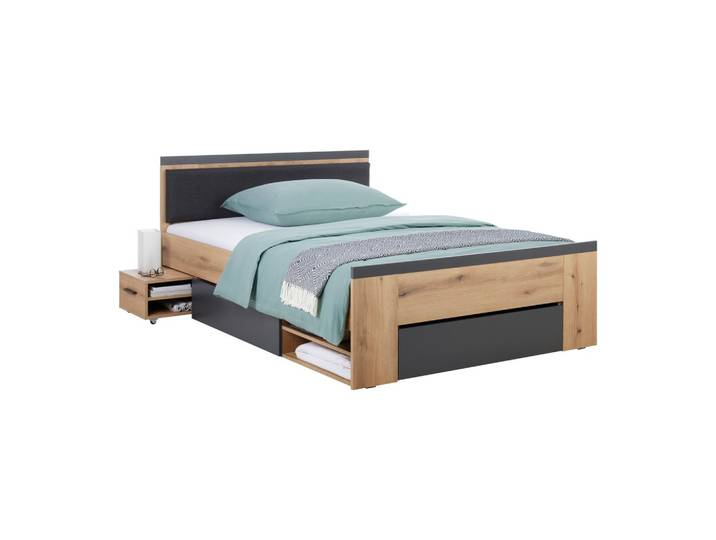 Bett Cadix Anthrazit/Eichefarben