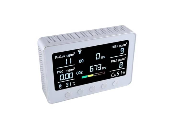 WLAN-Luftqualitätsmonitor erkennt Pollen, TVOC, CO, CO2, PM2,5, 1,0 Temp. RH, IoT-Controller, RS485-Datenlogger Drinnen