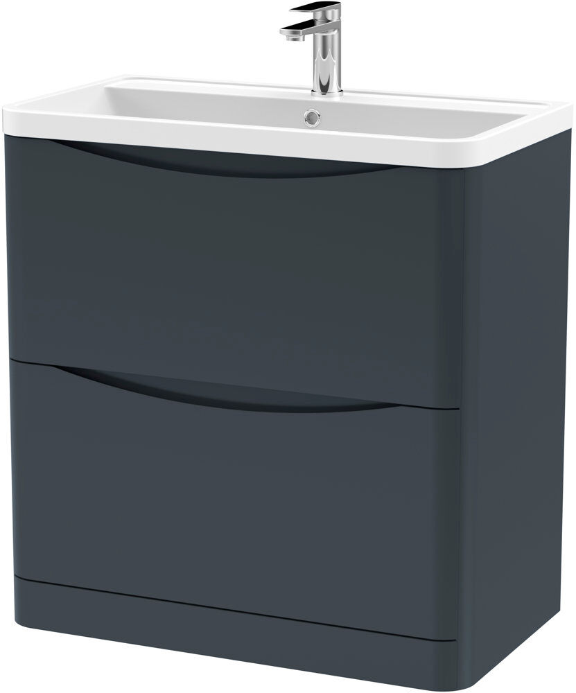 Nuie Lunar 800mm Single Bathroom Vanity with Integrated Polymarble Basin Soft Black 800mm W