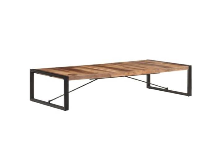 pokgdf Couchtisch 180x90x40 cm Massivholz Akazienholz Gummibaumholz Massivholz, industrielles Design, pulverbeschichtete Stahlbeine, einzigartige Holzmaserung, Wohnzimmer