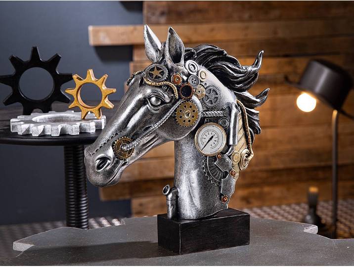 Skulptur Steampunk Horse 29 x 34 x 8cm Silber