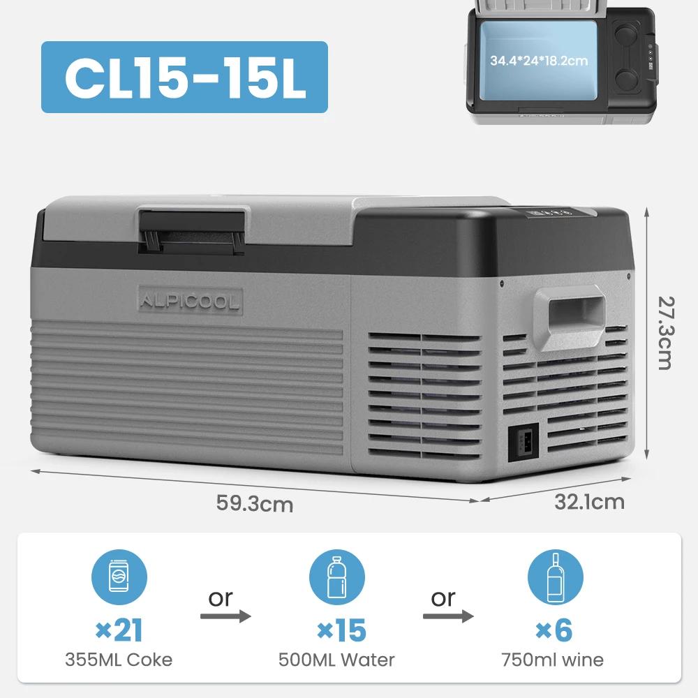 Auto Kühlschrank - CL15 Kompressor Kühlbox - 15 l Mini Kühlgefrierbox - 12 V -20 bis 20°C - tragbar für Camping und Reise