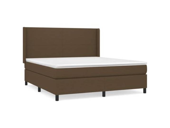 PUGYNBK Boxspringbett mit Matratze, 180 x 200 cm, Dunkelbraun Verstellbares Kopfteil, Taschenfedern, mittlere Unterstützung, Bezug aus hautfreundlichem Leder, inklusive Anleitung (evtl