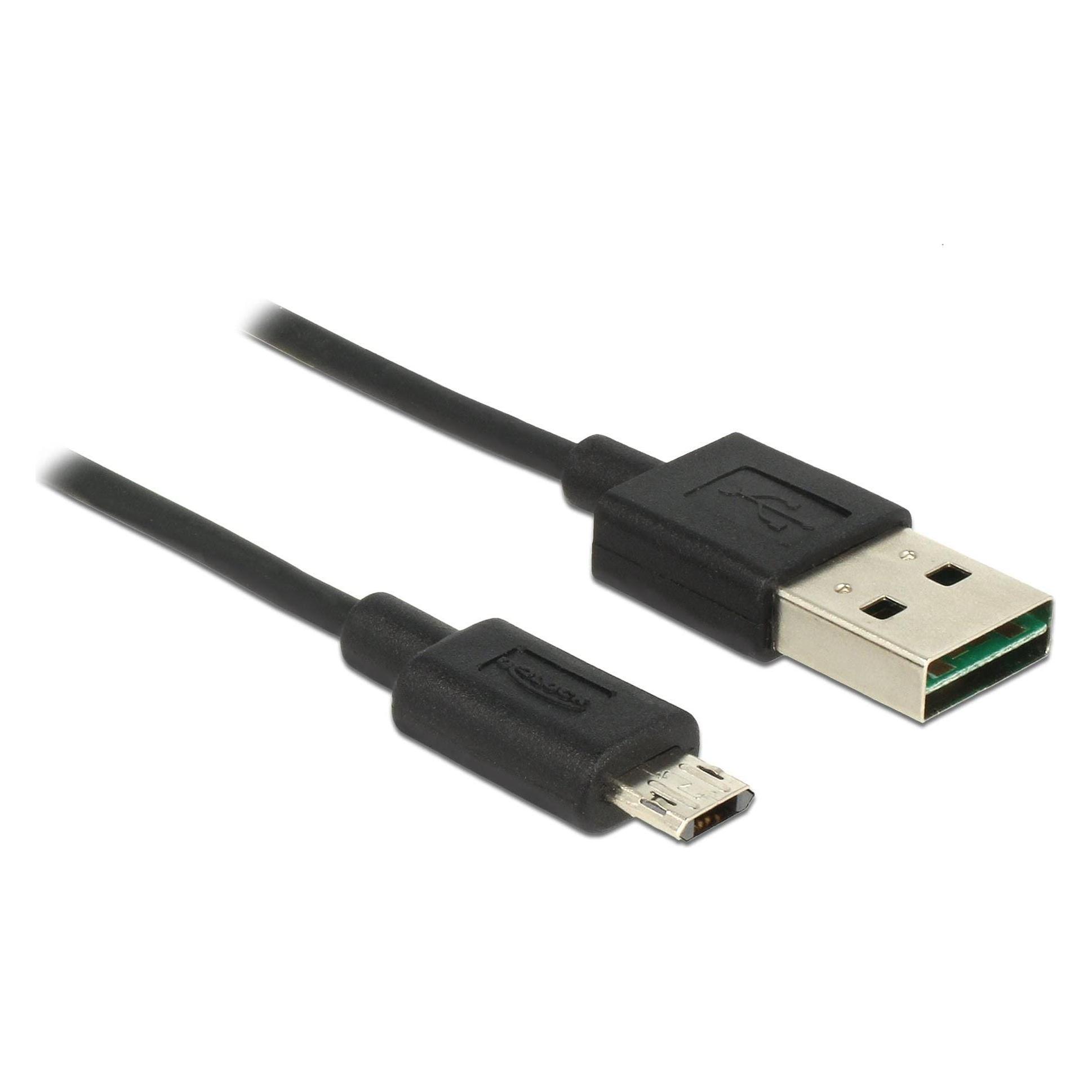 Delock USB2.0-Kabel Easy A-MicroB: 2m, schwarz (2 m, USB 2.0) (83850)