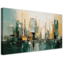 LEINWANDBILD Abstrakte Stadt Grün 120x60cm