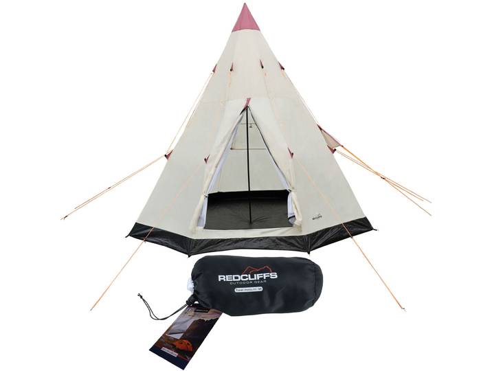 Set aus 3-Personen Tipi-Zelt, Ø 2,5m und Reise-Insektennetz (170 x 220 cm)