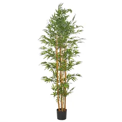 KUNSTPFLANZE im Blumentopf 220 cm Grün/Heller Holzfarbton Bamboo