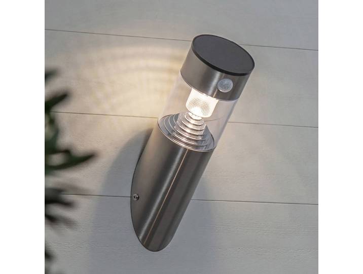 STAR TRADING LED-Solarwandleuchte Marbella mit Bewegungssensor, alu / grau / zink, Metall, Wandlampe