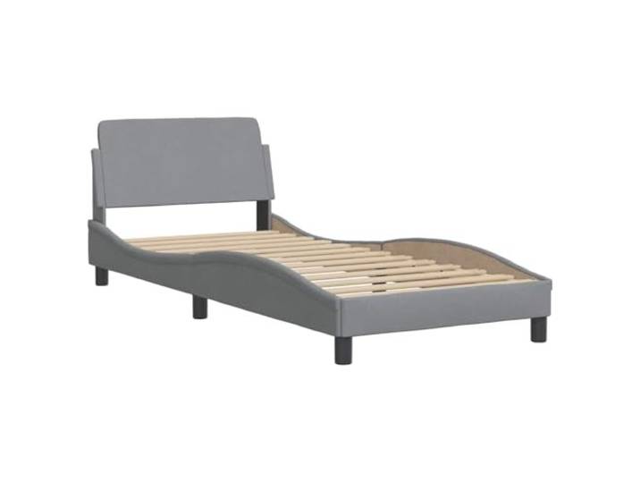 KTHLBRH Bettrock Dover hellgrau 90 x 200 cm Stoff Mit Kopfteil, Lattenrost inklusive, stabiler Rahmen, gewelltes Design, für Schlafzimmer