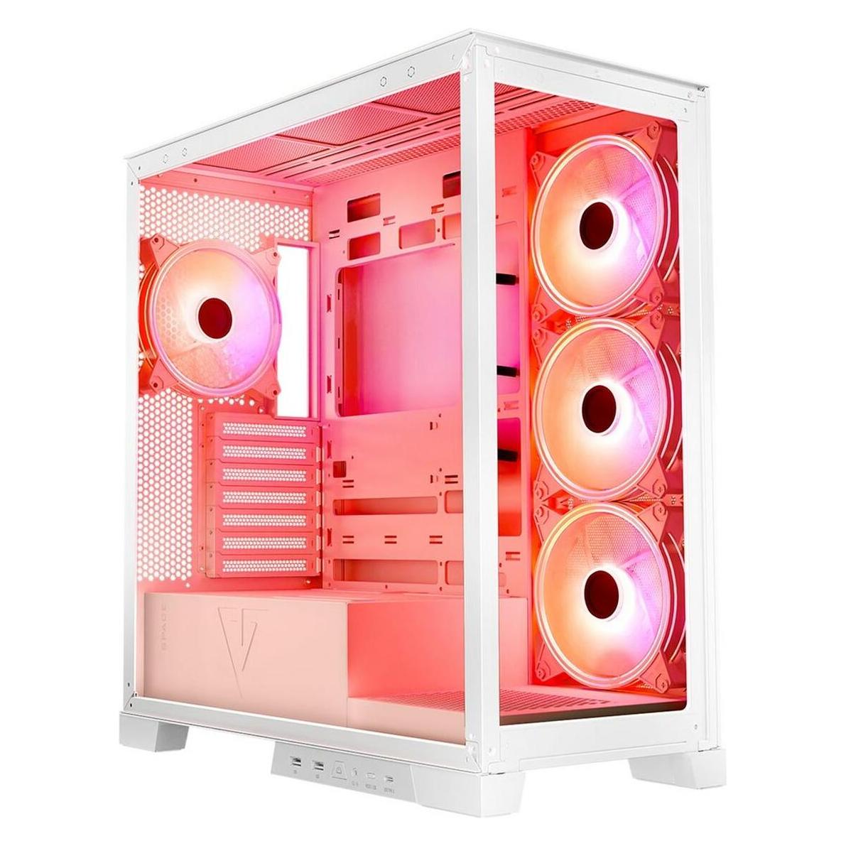 Modecom Computergehäuse Volcano SPACE APEX ARGB MIDI USB 3.0 X 2 CYPE-C weiss (ATX, mATX, Mini-ITX) (AT-SPACE-PG-20-000000-0002)