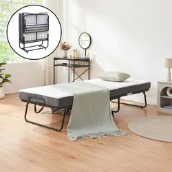 Metall-Klappbett Borjavle mit Matratze 200x90cm Schwarz [en.casa]
