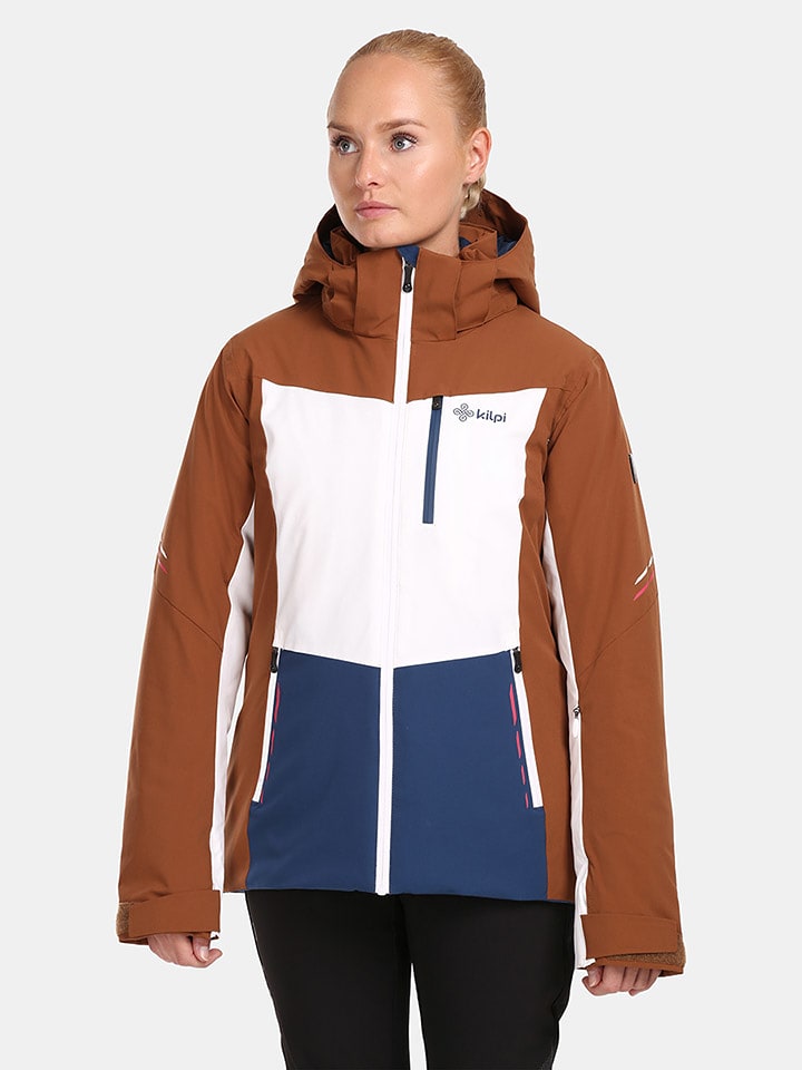 Kilpi Ski-/ Snowboardjacke "Valera" in Hellbraun/ Weiß/ Dunkelblau - 40