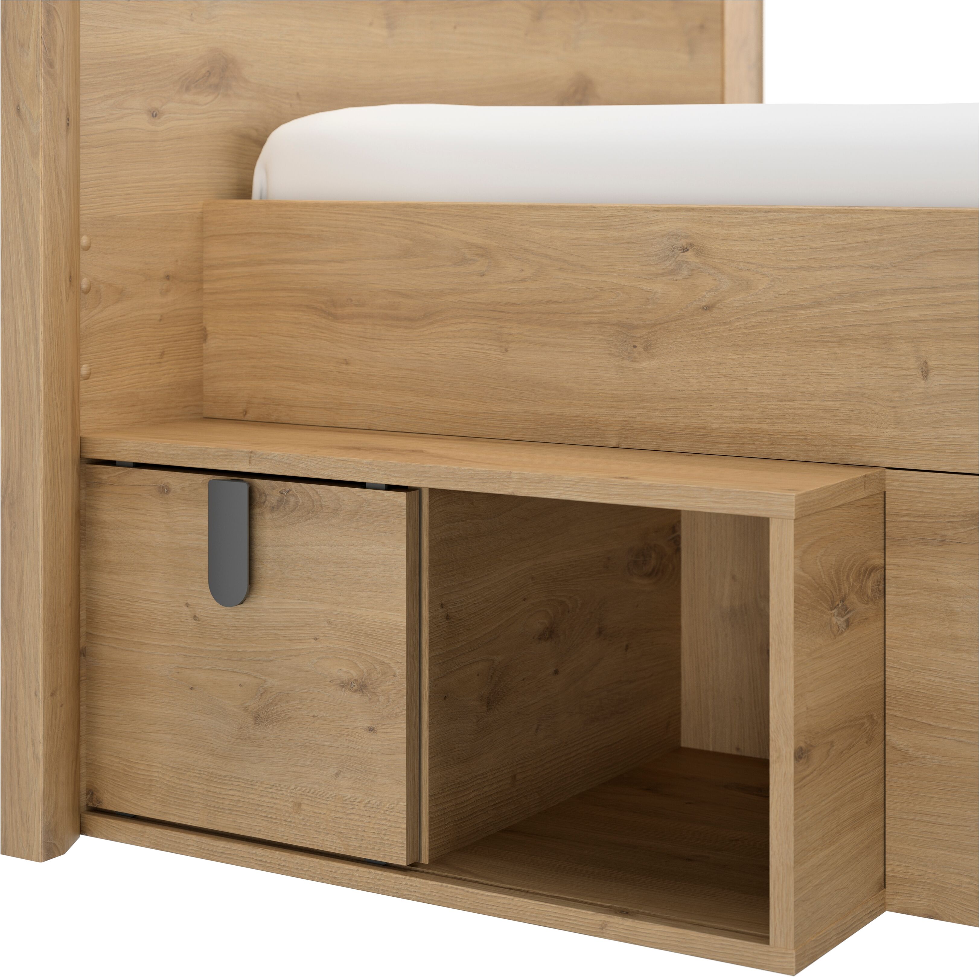 Stauraumbett GAMI, braun (artisan eiche, artisan eiche, artisan eiche), B:123cm H:80cm L:207cm, Betten, Stauraumbett artisan eiche, artisan eiche, artisan eiche Liegefläche Länge B: 200cm x 90cm, Höhe Bett: 80cm Höhe Bettseite: 50cm Höhe Liegefläche: 50
