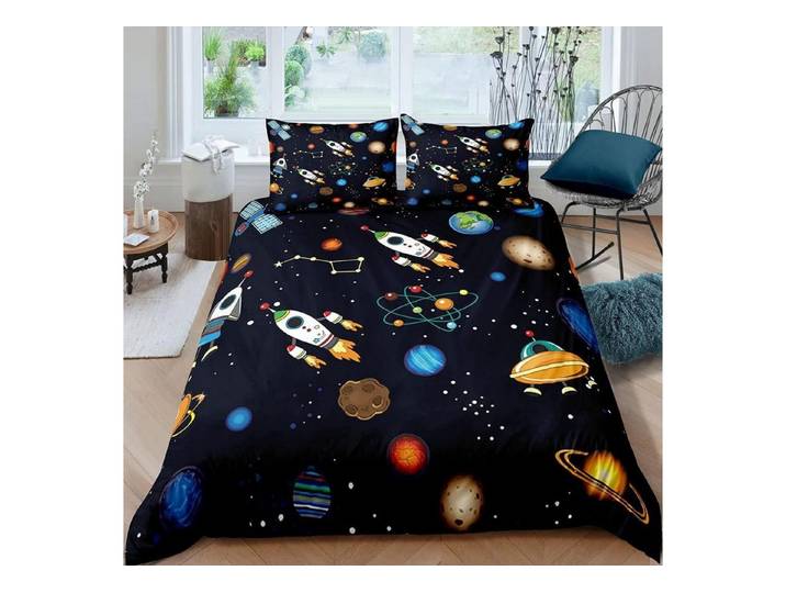 LuxusKollektion Jugendbettwäsche Bettwäsche 200x200 Sternenhimmel 3tlg Mikrofaser