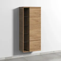 Sanipa 3way Stauraumschrank mit 1 Tür, 1 Auszug und offenen Fächern, Eiche-Kansas SM18359