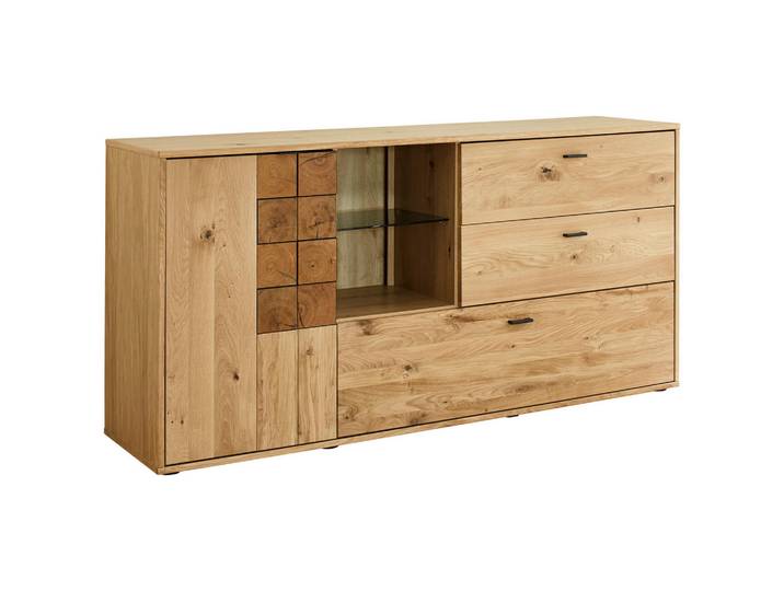 Linea Natura Sideboard, Alteiche, Kunststoff, Eiche, furniert, massiv, 6 Fächer, 1 Schublade(n) Schubladen, 173.8x85.3x43.8 cm, Beimöbel erhältlich, stehend, Wohnzimmer, Wohnwand, Wohnwand- Serien