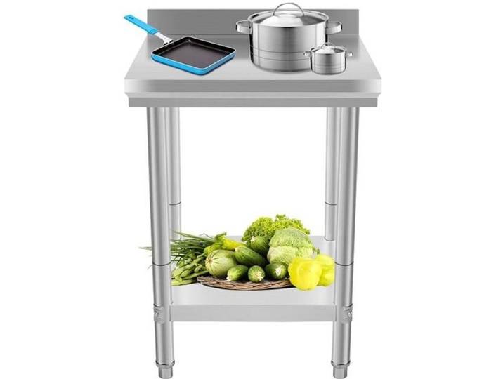 Table L 600 x P 600 mm de Préparation KEISHA en Inox + Nappe rectangulaire environ.50cm