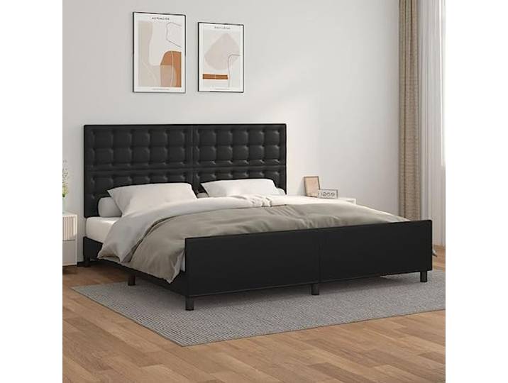 Kunstleder Höhenverstellbar Bettgestell mit Kopfteil Schwarz 200x200 cm Bettgestell mit Kopfteil Schwarz 200x200 cm Kunstleder Bettrahmen mit verstellbarem Kopfteil und Lattenrost