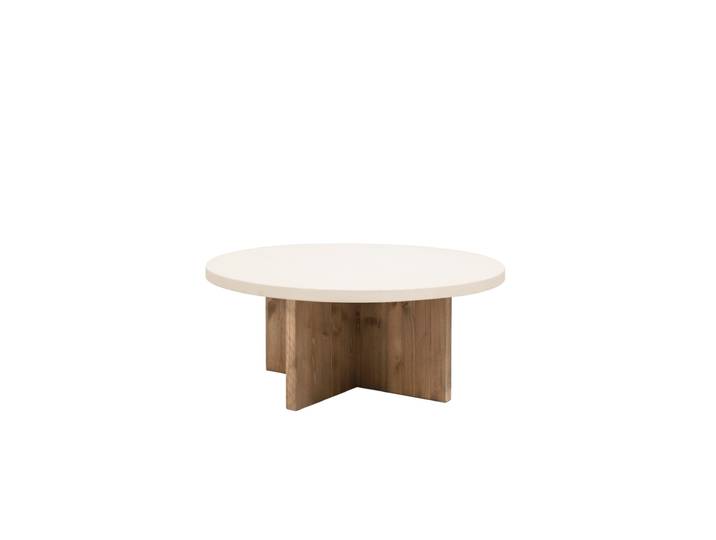 Table basse ronde en microciment blanc cassé et vieilli Ø80x33cm