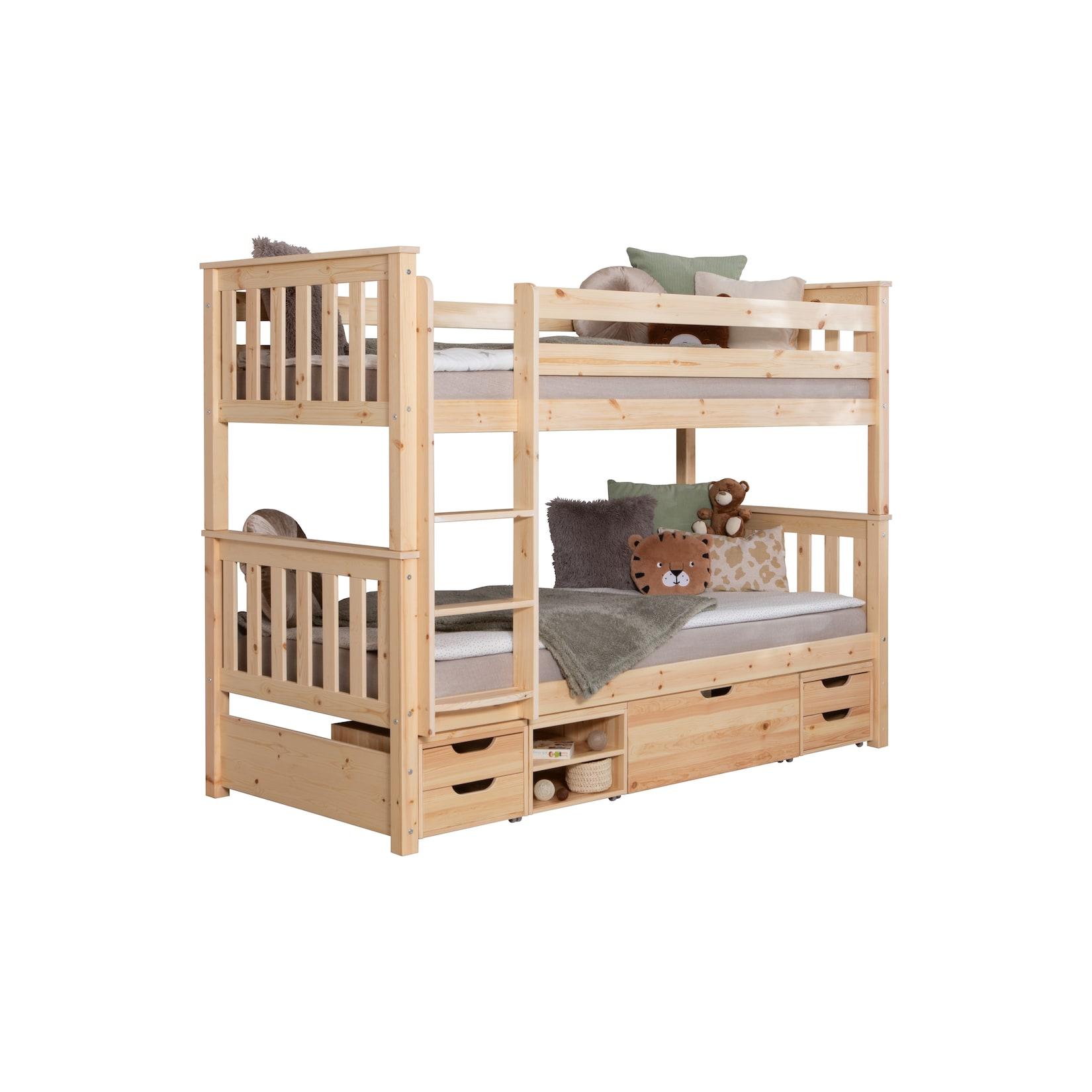 TiCAA Etagenbett Sammy Kiefer Natur