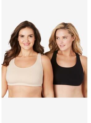 Plus Size Women's Wireless Sport Bra 2-Pack by Comfort Choice in Basic Pack (Size 1X)