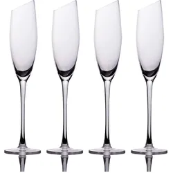 Intirilife Champagner Sekt Gläser Set mit moderner Kante, Weingläser, Transparent
