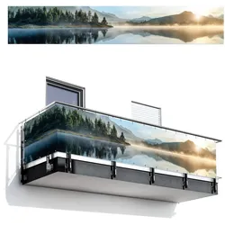 BALKON-SICHTSCHUTZ See - Nebel - Berge - Landschaft Groß 500x85 cm