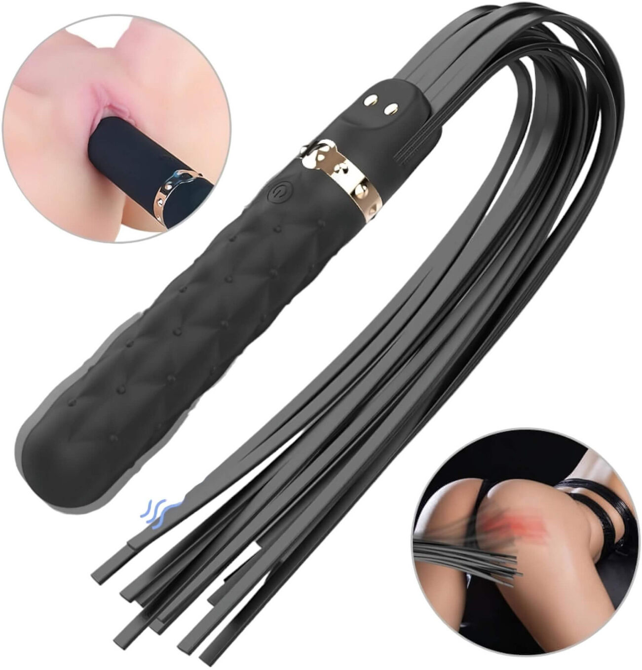 Sex HD Bloody Mary - rechargeable, waterproof vibrator and whip (black)