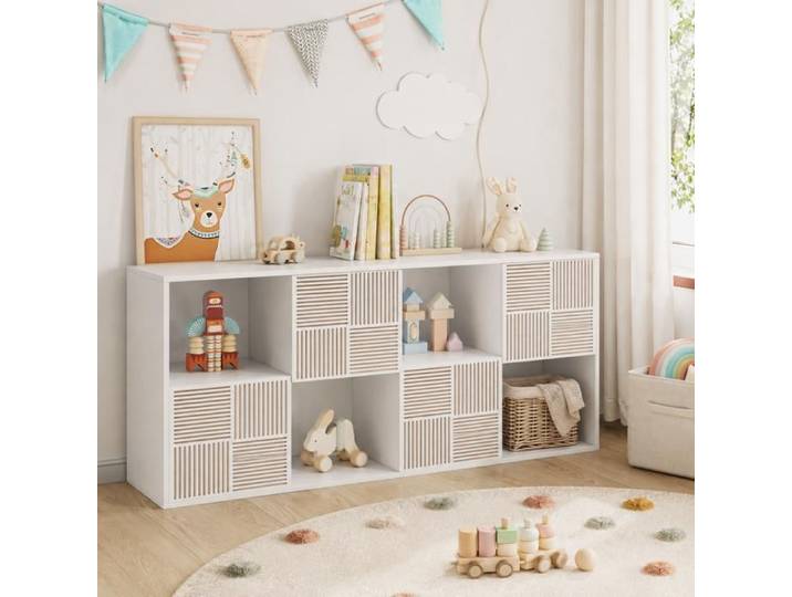 Bibliothèque 125x30x60cm - Bibliothèque étagère Modulable Meuble de Rangement avec Portes pour Salon Blanc