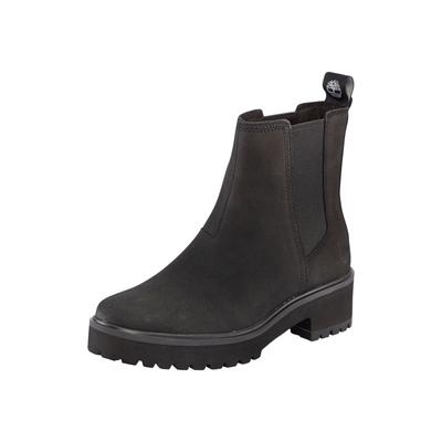 Schnürboots TIMBERLAND "CARNABY COOL MID CHELSEA BOOT", Damen, Gr. 36, Polyester, schwarz (jet schwarz), Leder, Schuhe Schnürboots, Stiefelette, Winterschuhe, Ankle Boots