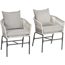 GARTENSTÜHLE 2er-Set, Stahl, Polyester, Beige