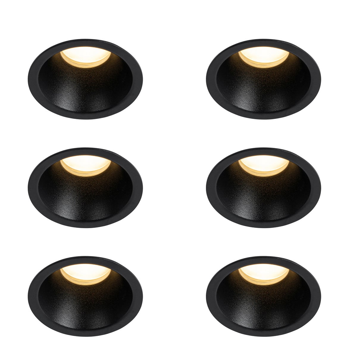 Qazqa Set van 6 zwarte ronde inbouwspots GU10 IP44