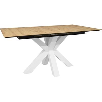 Esstisch MÄUSBACHER "Faro", braun (weiß matt lack nb, asteiche, weiß matt lack nb, asteiche), H:78cm, Tische, Esstisch, Faro Esstisch schweizer Kante, ausziehbar bis 210 cm, Synchronauszug