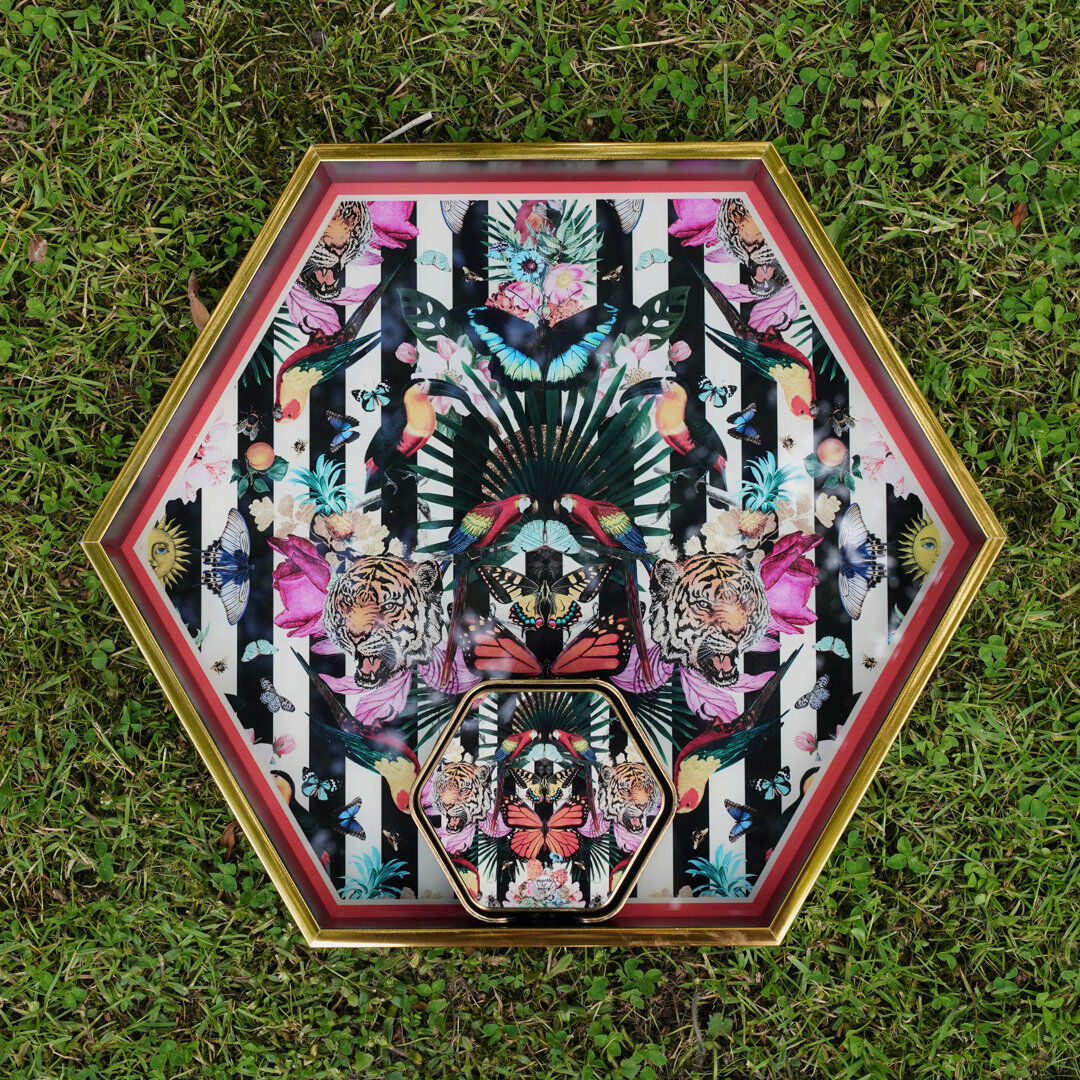 Myrtle & Mary Hexagonal Tray – PARADISE LOST 41cm W X 36cm D X 4.5cm H