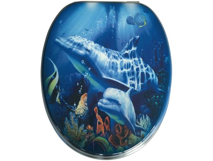 WC-Sitz ADOB Delfin , blau, B:37cm H:6cm L:44,5cm, MDF - Mitteldichte Holzfaserplatte, WC-Sitze, WC-Sitz, geeignet für alle handelsüblichen WC's