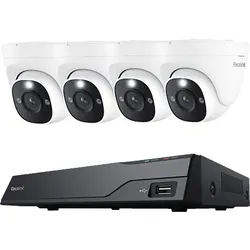 REOLINK NVS8-8MD4 4K PoE Sicherheitskamerasystem 8-Kanal NVR Farbnachtsicht Hauskamera, Set, Überwachungskamera