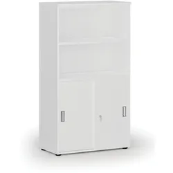 Büro-Kombischrank PRIMO WHITE, Schiebetür auf 2 Etagen, 800 x 420 x 1434 mm, weiß
