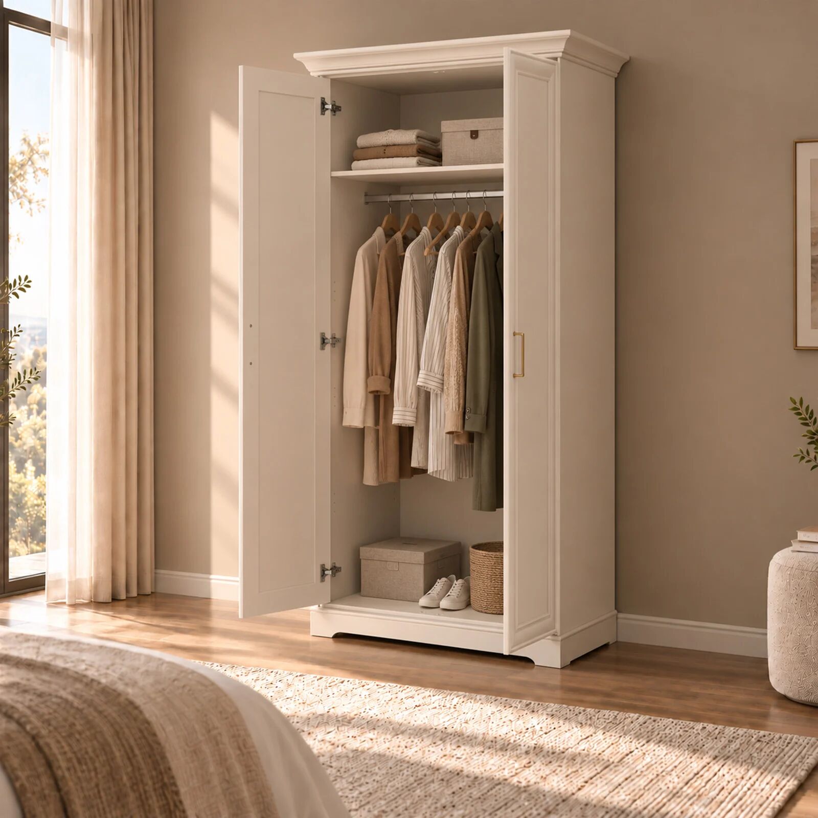 garneroarredamenti Armadio 100x197h cm 2 ante shabby beige cashmere Amalia
