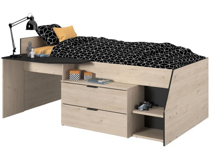 Halbhohes Hochbett MILKY 2 braun/schwarz