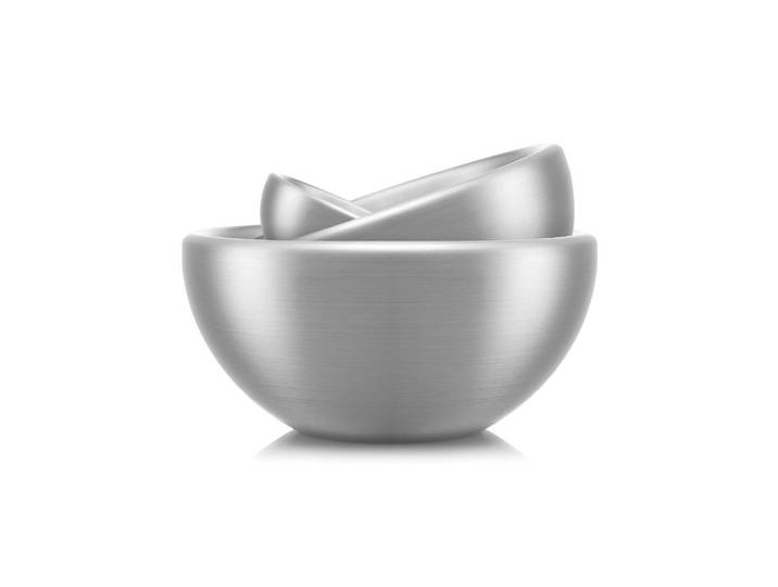 Salatschüssel BODUM Set Midora 3-teilig 0.6/0.3/0.65 l , silber (silberfarben matt), B:33cm H:16,3cm, Edelstahl, Schüsseln, Salatschüssel