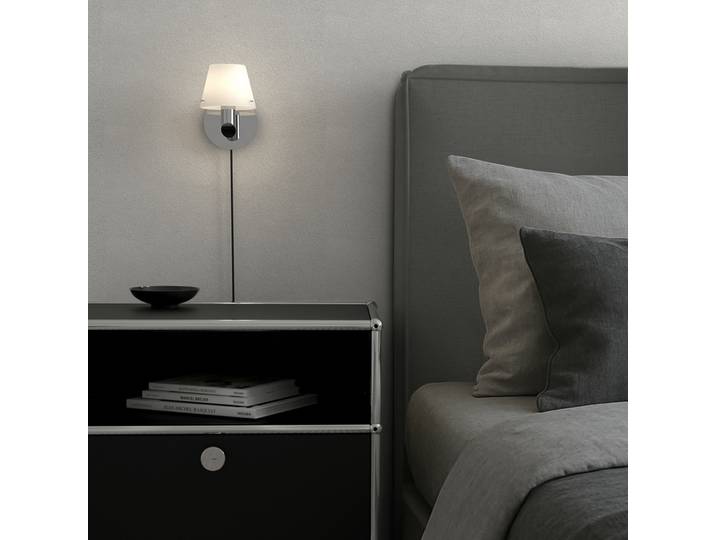Applique murale Gil, couleur chrome, Ø 10 cm, fiche - Herstal - Salon / séjour - Design - Métal - À ampoule unique