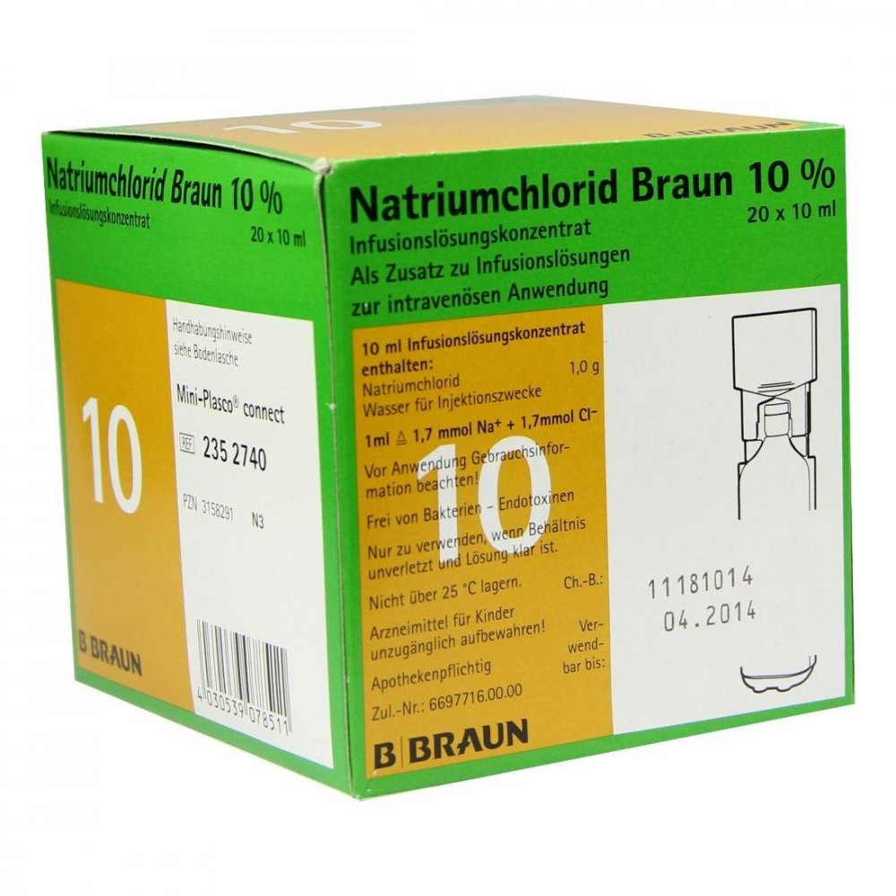 B. Braun Melsungen AG Natriumchlorid 10% Braun Mpc Infusionslsg.-konz. 03158291
