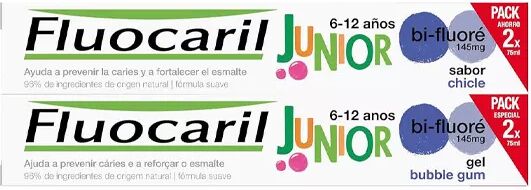 Fluocaril Júnior 6/12 Gel Pasta Dental Chicle 2x75ml