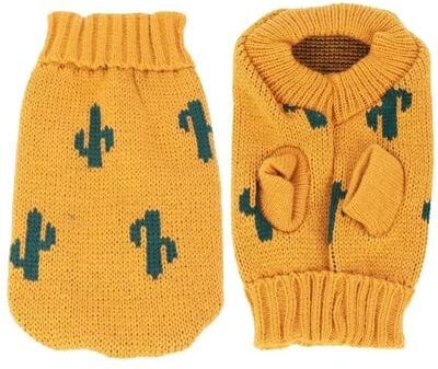 Uplift Essentials Turtleneck Cable Knit Festive Pet Sweater Jumper cactus xl