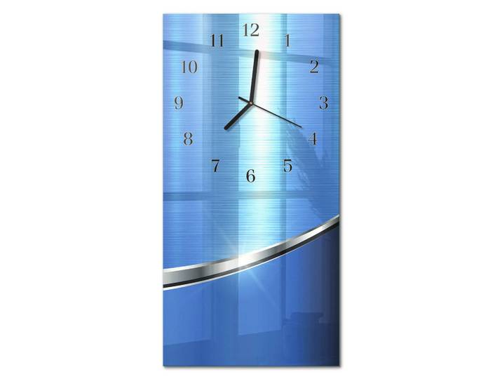 Tulup Wanduhr 60x30 cm - Abstraktion, Blau, Glas, Rechteckig, 30x60x0.4 cm, Dekoration, Uhren, Wanduhren