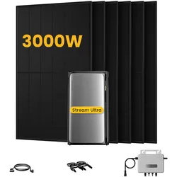EcoFlow Stream Ultra, Solaranlage mit Speicher, mit 6 x 500W Bifazialen Solarmodulen, by Powerness - Stream Ultra | 1920Wh / ohne Zubehör / Standardversand