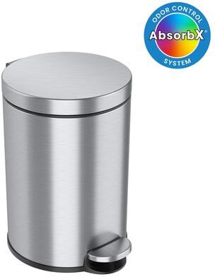 iTouchless 3.2 Gallon / 12 Liter Stainless Steel SoftStep Round Bathroom Trash Can with Odor Filter